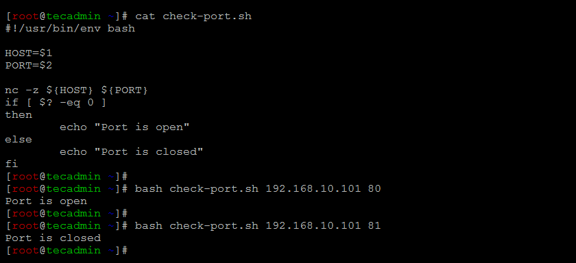 Check Script To Check Port Is Open 